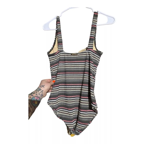 CALVIN KLEIN size 4 blue, pink, black geometric padded one-piece SWIM SUIT - Picture 3 of 4